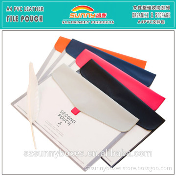 High Quality PVC Imitation Leather 2 Pockets Travel Document File Bag A4